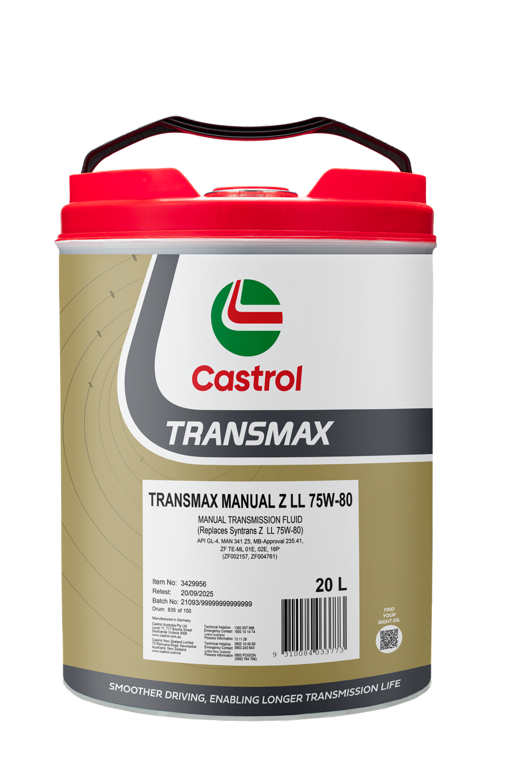 CASTROL TRANSMAX MANUAL Z LONG LIFE 75W-80 | Truckline